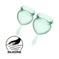 thumbnail image 1 of Satisfyer Feel Good Menstrual Cup - Reusable Period Cup with Removal Stem - Soft, Flexible Body-Safe Silicone, Easy Insertion & Removal - Includes 2 Cup Sizes for All Flows (Light Green), 1 of 7