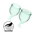 thumbnail image 1 of Satisfyer Feel Secure Menstrual Cup - Reusable Period Cup with Removal Stem - Soft, Flexible Body-Safe Silicone, Easy Insertion & Removal - Includes 2 Cup Sizes for All Flows (Light Green), 1 of 7