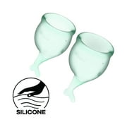Satisfyer Feel Secure Menstrual Cup - Reusable Period Cup with Removal Stem - Soft, Flexible Body-Safe Silicone, Easy Insertion & Removal - Includes 2 Cup Sizes for All Flows (Light Green)