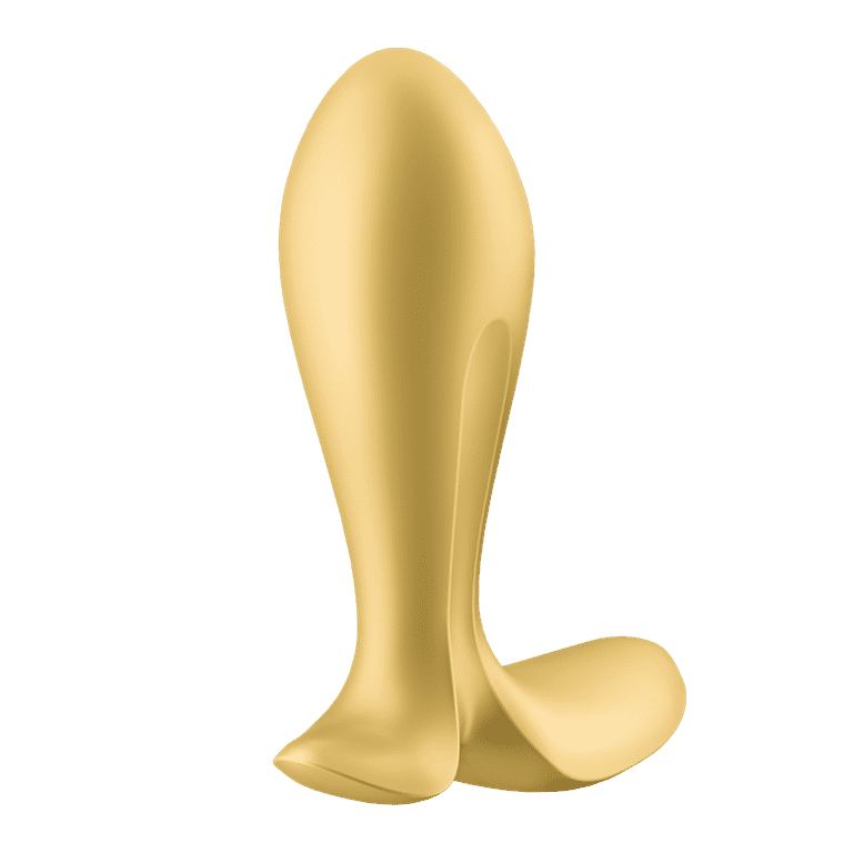 Satisfyer Intensity Plug Rechargeable Silicone Connect App Anal Plug, Gold 