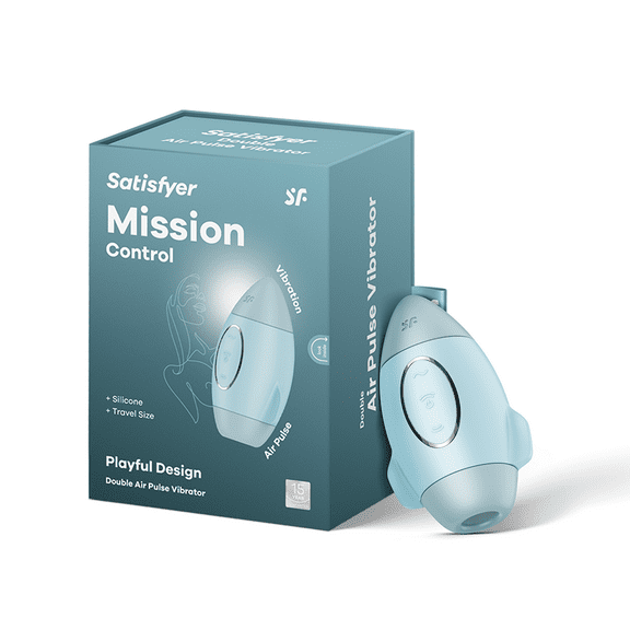 Satisfyer Mission Control | Air Pulse Technology | 11 Pressure Wave & 12 Vibration Settings | Waterproof (IPX7) | Rechargeable Battery | Skin-Friendly Silicone (Blue)