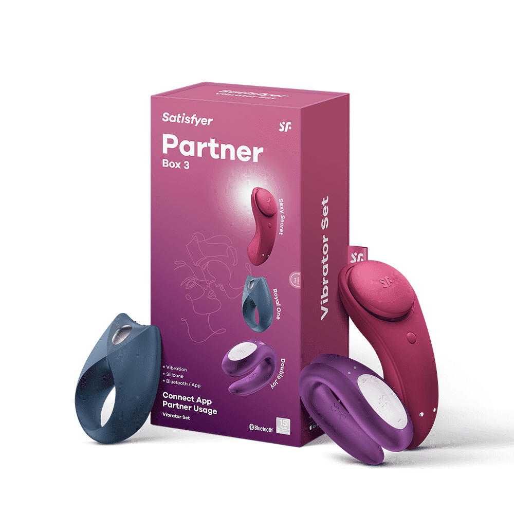 Satisfyer Partner Box 3 - Includes Double Joy Couple's Vibrator, Royal One Penis Ring and Sexy Secret Panty Vibrator - Compatible with Free Satisfyer App, Waterproof, Rechargeable
