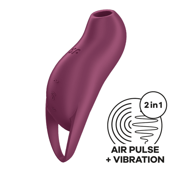 Satisfyer Pocket Pro 1 | Pressure wave vibrator | 2 motors | 11 pressure wave intensities | 12 vibration programs | Rechargeable | Waterproof (IPX7) | Skin-friendly silicone (Berry)