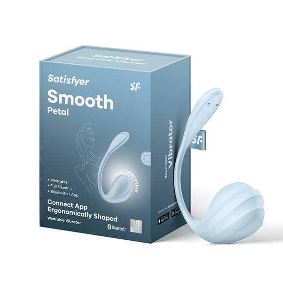Satisfyer Smooth Petal Connect App | 11 cm | G-spot vibrator | Portable vibrator | Rechargeable | Waterproof (IPX7) | Skin-friendly silicone (Blue)