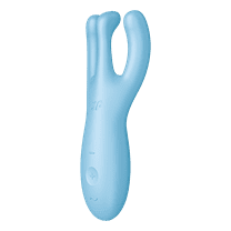 Satisfyer Threesome 4 Lay-On Vibrator with App Control - Powerful Vibrating Clitoral and Labia Stimulator, Personal Massager, Sex Toys for Women - Waterproof, Rechargable (Blue)