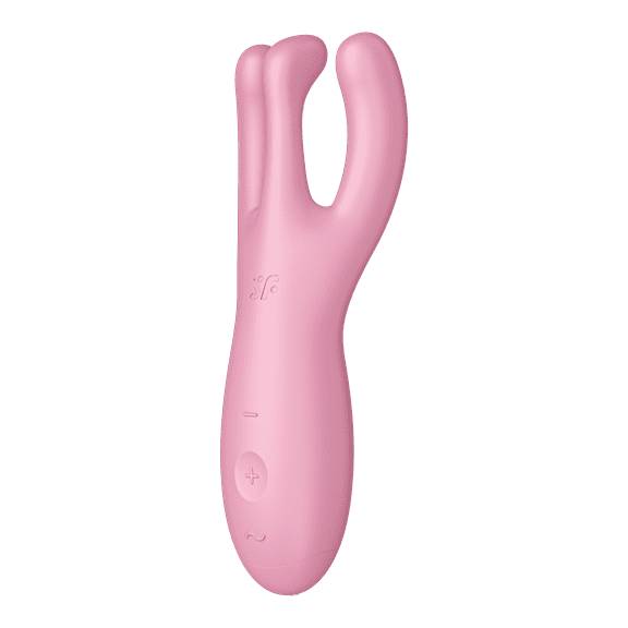 Satisfyer Threesome 4 Lay-On Vibrator with App Control - Powerful Vibrating Clitoral and Labia Stimulator, Personal Massager, Sex Toys for Women - Waterproof, Rechargable (Pink)
