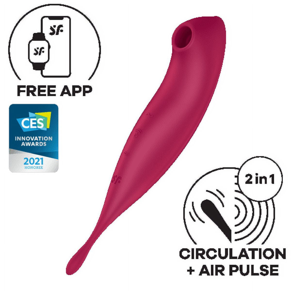 Satisfyer Twirling Pro+ Connect App | Hybrid Air Pulse Vibrator | Clitoral Stimulation | Waterproof (IPX7) | Rechargeable Battery | Skin-Friendly Silicone (Red)