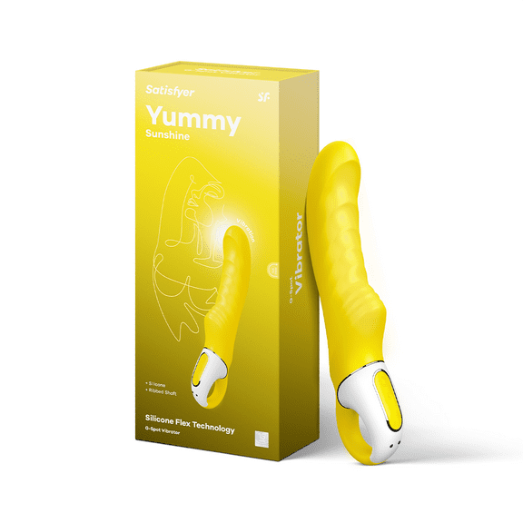 Satisfyer Yummy Sunshine G-Spot Vibrator - Vibrating Dildo, Ribbed Shaft, 12 Vibration Programs, Retaining Ring - Soft Silicone, Waterproof, Rechargeable