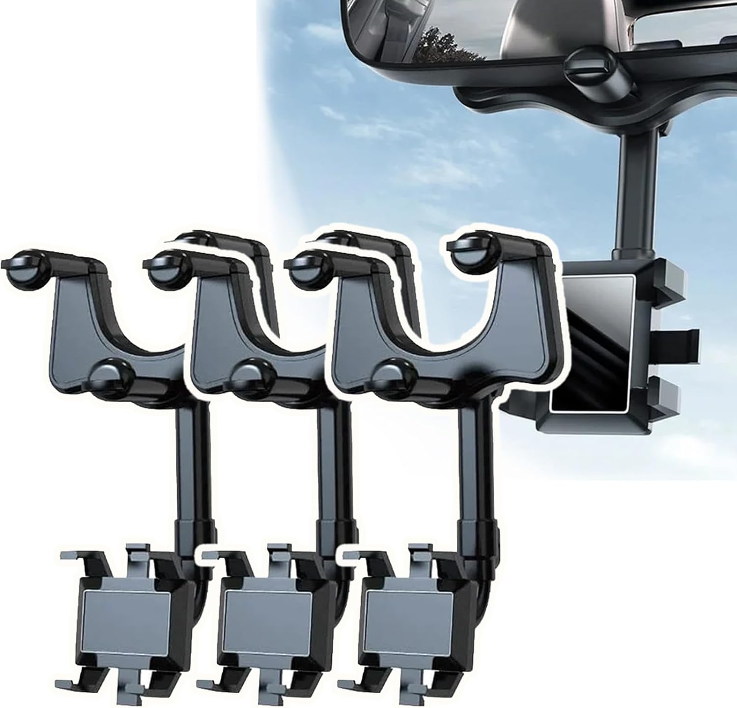 Satismoon Car Phone Holder, Multifunctional 360 Rotatable Car Rearview