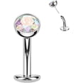 thumbnail image 1 of Satix 14G ASTM F136 Titanium Floating Belly Button Rings Convex Base 5mm Bezel Set CZ Threadless Push In Fat 5/16 Inch 8mm, 1 of 5