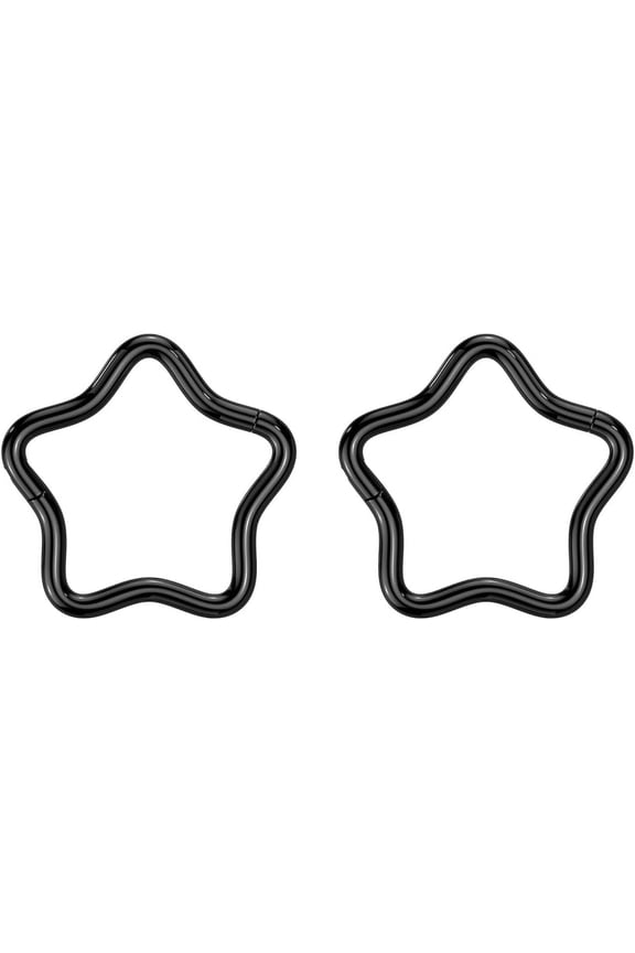2PCS IMPLANT GRADE G23 Titanium PVD Plated 18G Star Hinged Segment Ring Nose Hoop Sleeper Earring Rook Conch Helix Daith Tragus