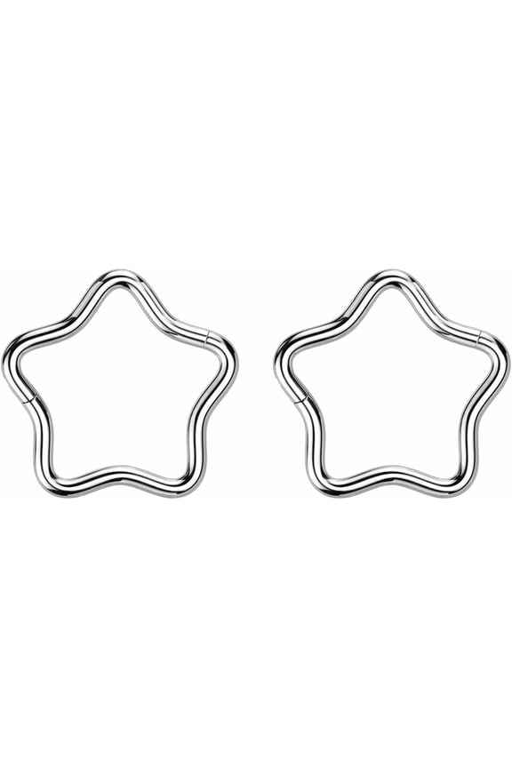 2PCS IMPLANT GRADE G23 Titanium PVD Plated 18G Star Hinged Segment Ring Nose Hoop Sleeper Earring Rook Conch Helix Daith Tragus