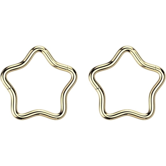 Satix 2PCS IMPLANT GRADE G23 Titanium PVD Plated 18G Star Hinged Segment Ring Nose Hoop Sleeper Earring Rook Conch Helix Daith Tragus