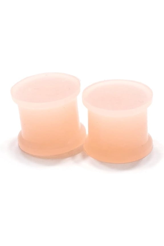 2PCS Peach Skin Color Flesh Tone Silicone Double Flared Plugs Ear Tunnels Expanders Stretcher Hiding Hide Hider Retainer Gauges Piercing Jewelry