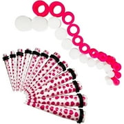 Satix 36Pcs Ear Stretching Kit Silicone Tunnels Plugs Acrylic Taper 6G-1/2 Gauges Set Eyelet Expanders for Women Men Body Piercing Jewelry