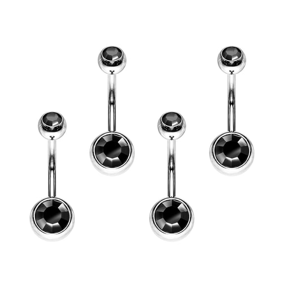 Satix 5mm Blue CZ Belly Piercing Jewelry 1/2 Inch 14G Curved Barbell Navel Rings Piercing Jewelry 12mm 4 PCS