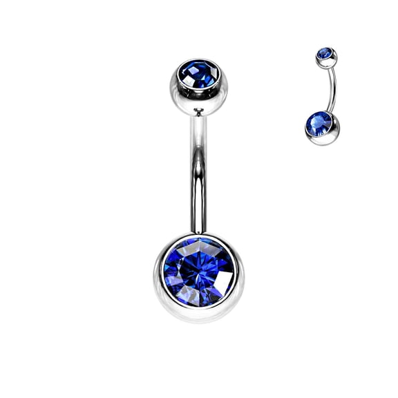 Satix Blue CZ Belly Piercing Jewelry for Women 14G Curved Barbell Navel Rings Piercing Jewelry 12mm 1/2 Inch