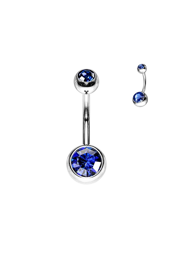 Blue CZ Belly Piercing Jewelry for Women 14G Curved Barbell Navel Rings Piercing Jewelry 12mm 1/2 Inch