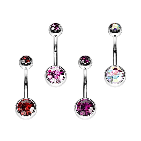 Satix External Thread 14G Curved Barbell 11mm Belly Button Ring Bar Tanzanite Cubic Zirconia Navel Rings 7/16"