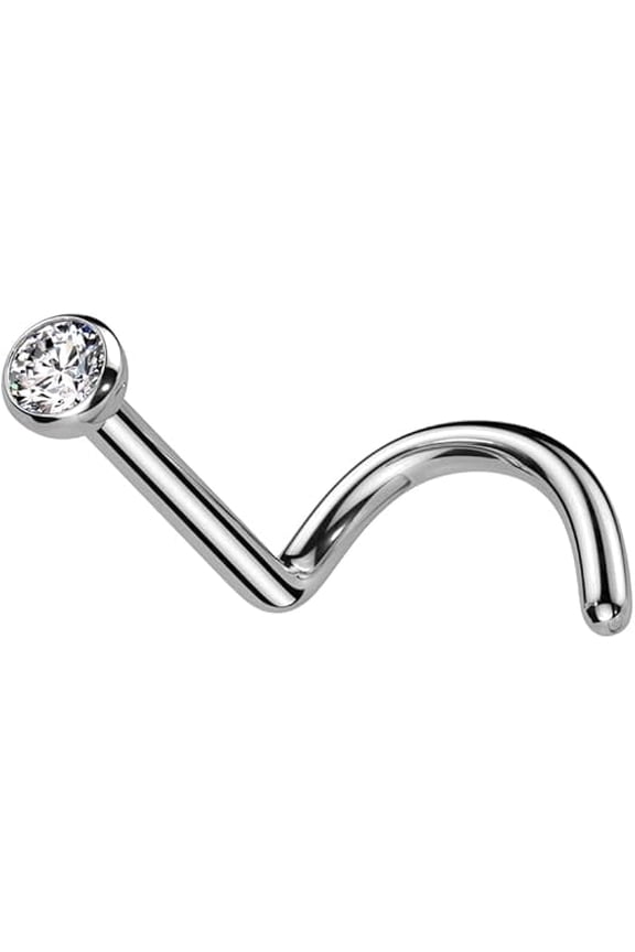 Nose Rings Studs 18G Nose Screw Ring Implant Grade Titanium Press Fit 2mm CZ Jewel Nose Piercing Jewelry Sold Individual