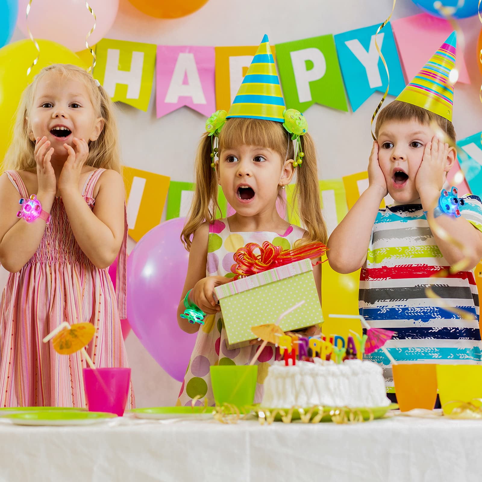 Satkago 24Pcs Glow AJH3in The Dark Party Favors for Kids 8-12, Halloween Gifts LED Light Up Toys Neon Party Favors for Encanto Cocomelon Birthday Christmas Goodie Bag Stuffers