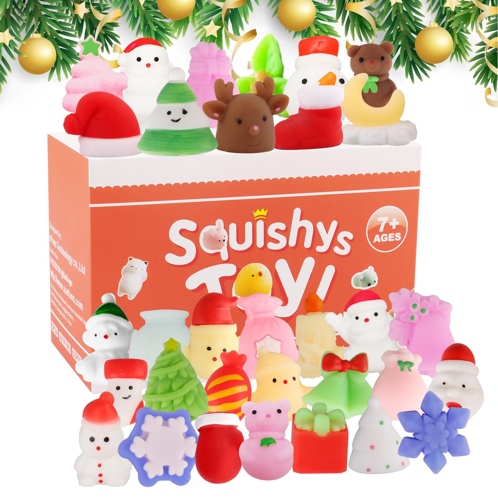 Satkago Christmas Mochi Squishy Toys, 30PCS Mini Squishies Stuffers Christmas Party Favors Goodie Bag Stuffers Gifts for Kids, Party Supplies for Encanto Cocomelon Birthday Kids Party Favors C44