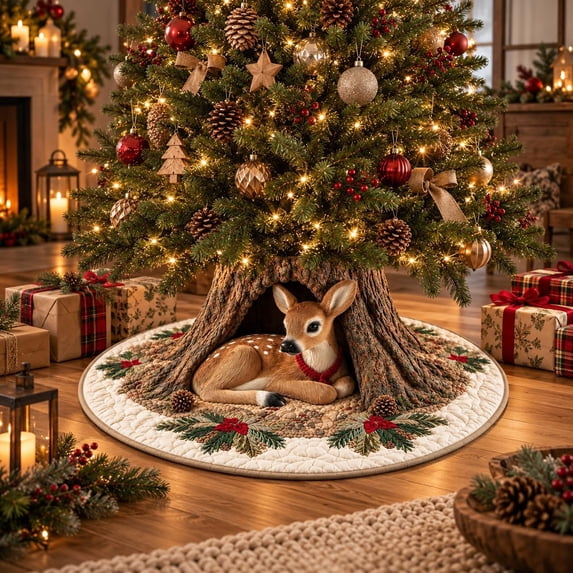 Satmonnus 3D Visual Christmas Tree Skirt 36 Inch, Winter Xmas Trees Mat ...