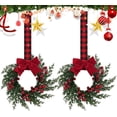 thumbnail image 1 of Satmonnus Christmas Mini Wreaths, Set of 2 Small Artificial Pine Cabinet Rings with Red Bows and Berries, Mini Holiday Door and Window Decor, Hanging Indoor Outdoor Christmas Decorations, 1 of 8