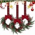 thumbnail image 1 of Satmonnus Christmas Mini Wreaths, Set of 3 Small Artificial Pine Cabinet Rings with Red Bows and Berries, Mini Holiday Door and Window Decor, Hanging Indoor Outdoor Christmas Decorations, 1 of 8