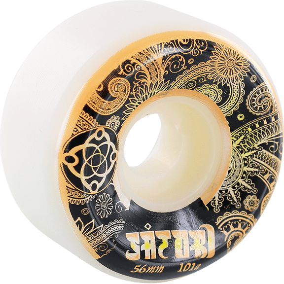 Satori Paisley Link White / Orange-Yellow / Black Skateboard Wheels 56mm 101a (Set of 4)