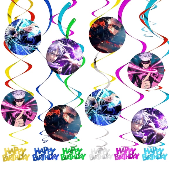 Satoru Anime Gojo Party Decorations Hanging Swirl Sign Whirls Birthday Streamer Ceiling Decor Supplies 14 pcs