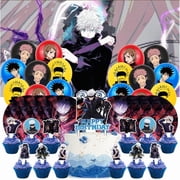 Satoru Anime Gojo Party Supplies Cake Topper Decor Banner Backdrop Tableware Balloons Birthday Decorations