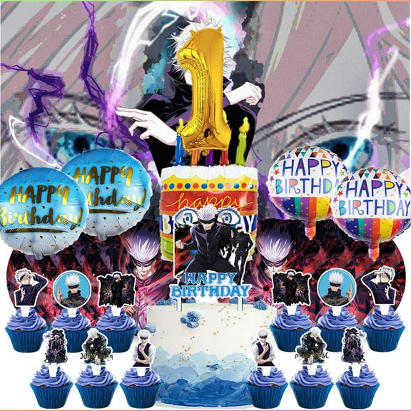 Satoru Gojo 1st Tableware Balloons Cake Toppers Backdrop Banner Supplies Party Decor Plates Decorations