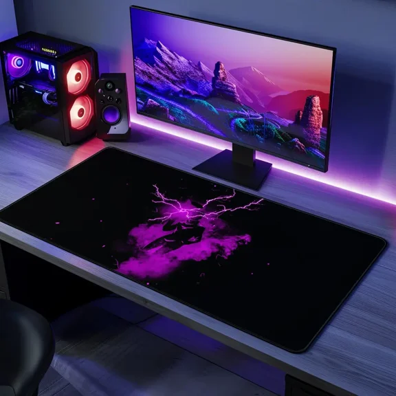 Satoru Gojo Lightning Desk Mat, Anime Gaming Desk Pad, Electric Power Artwork, Large Computer Desk Mat