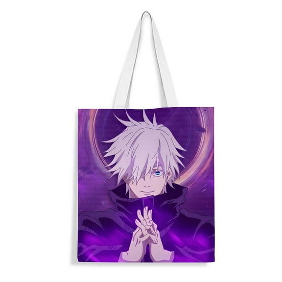 Satoru Gojo canvas Tote Bag Handbag: Fashionable reusable tote for women, designed for shopping and groceries, includes a secure inner zipper, dimensions 13.8 x 15.8 inches (35x40cm).