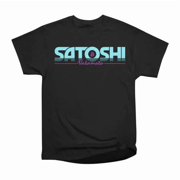 Satoshi Nakamoto in Retro 80s Style for Bitcoin Fans T-Shirt Tee Gift For Him Merch For He