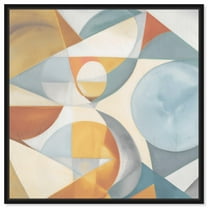 Saturated Geos Boho Neutral Abstract Canvas Wall Art by Art Remedy, Black Floater Frame, 12"x12"