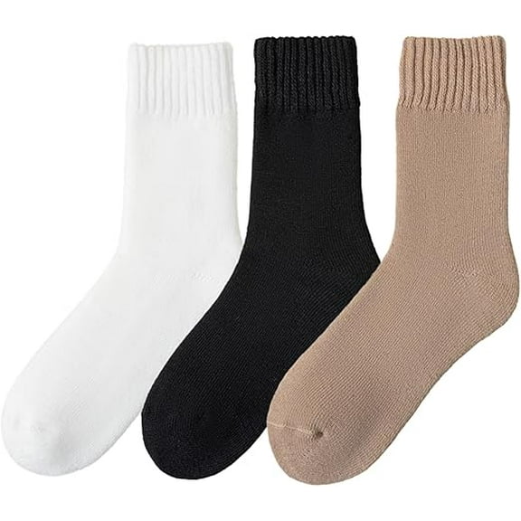 Saturatione Socks, Winter Thermal Socks, Women Warm Wool Sock Thick Winter Thermal, Moisture Wicking and Breathable Cozy(3pairs-c)