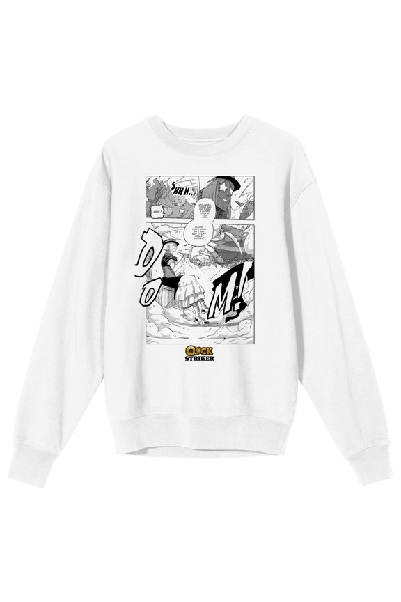 Saturday AM Clock Striker Manga Page Philomena Clock Adult White Crew Neck Sweatshirt - 3XL