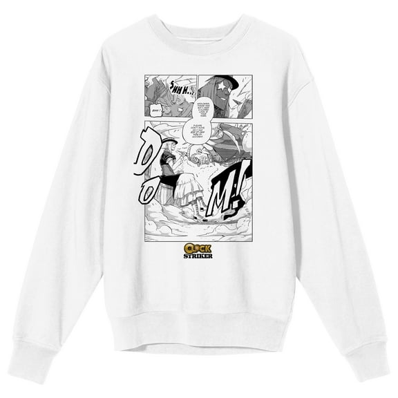 Saturday AM Clock Striker Manga Page Philomena Clock Adult White Crew Neck Sweatshirt - XXL