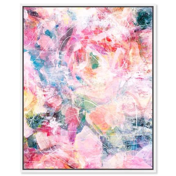 Saturday Brunch Canvas Romantic Floral Wall Art by Art Remedy, White Frame, 20" x 24"