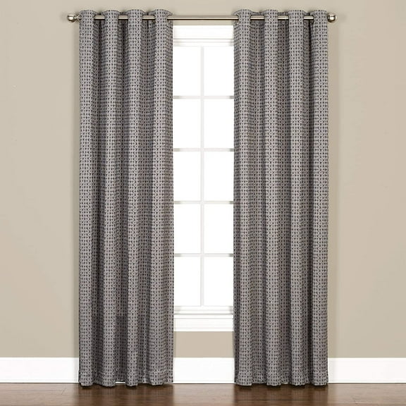 Saturday Knight Ltd Sacai Geometric Woven Jacquard Window Grommet Panel - 52x63", Charcoal