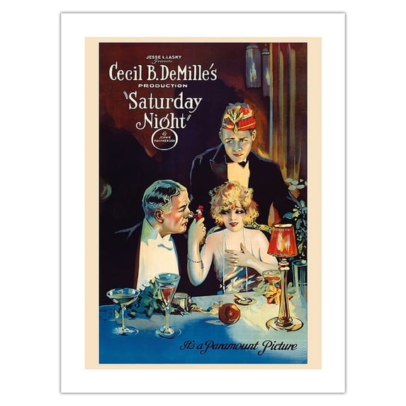 Saturday Night - Cecil B. DeMille Production - Starring Leatrice Joy Conrad Nagel and Edith Roberts - Vintage Film Movie Poster c.1922 - Bamboo Fine Art 290gsm Paper (Unframed) 12x16in