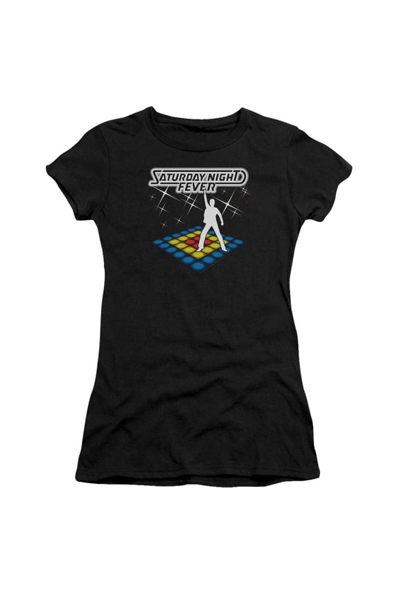 Saturday Night Fever Should Be Dancing Junior Women's T-Shirt Sheer Black