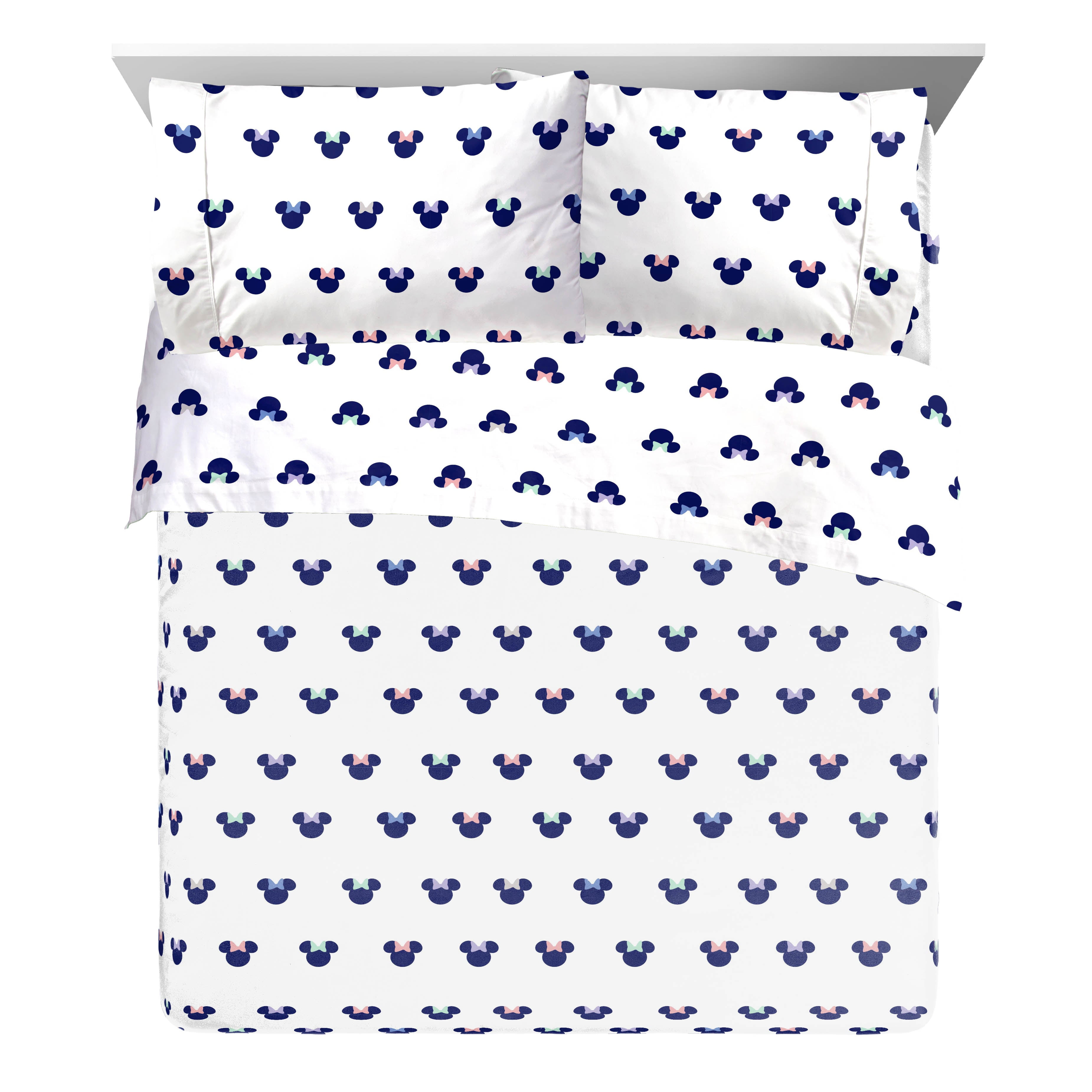Minnie Mouse White Organic Cotton Full Sheet Set