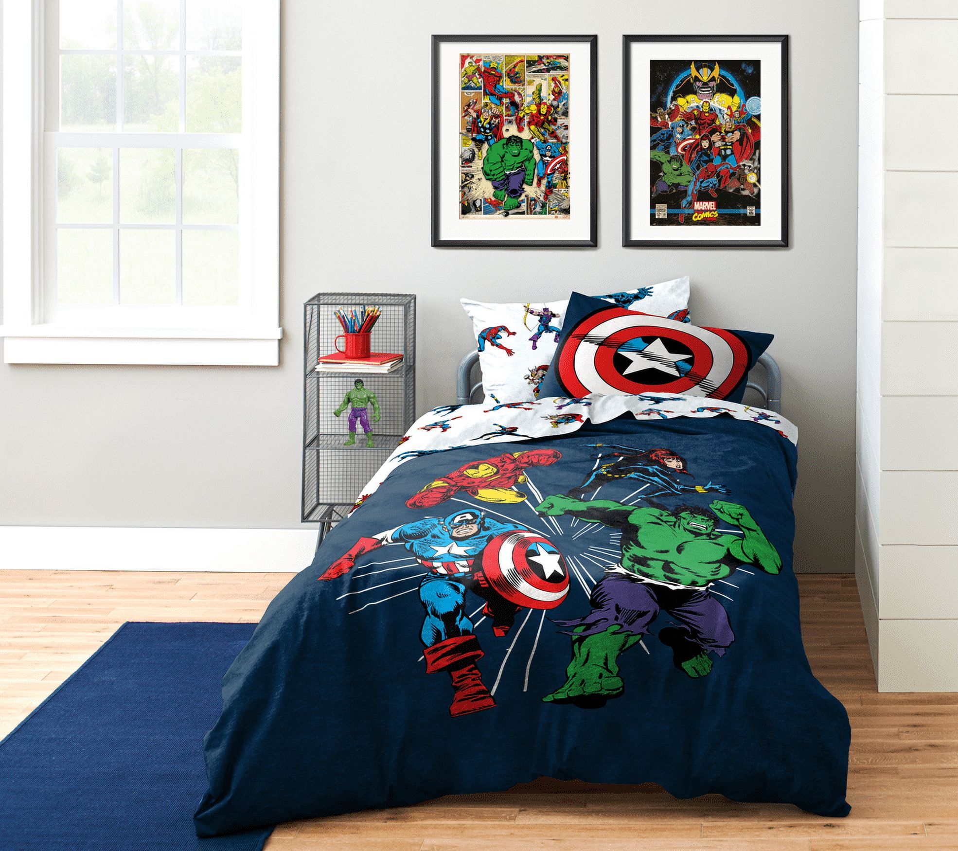 Saturday Park Marvel Invincible 100% Kids' Blue Organic Cotton Bed Set,  Sheet Set, Twin