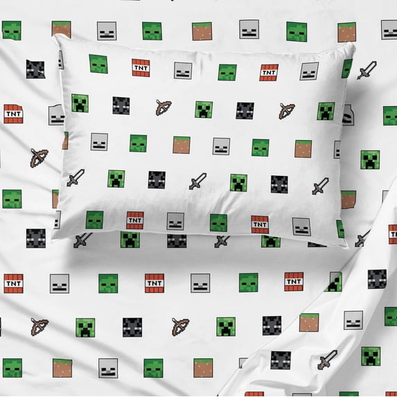 Saturday Park Minecraft Emblematic 100% Organic Kids' Cotton Sheet Set