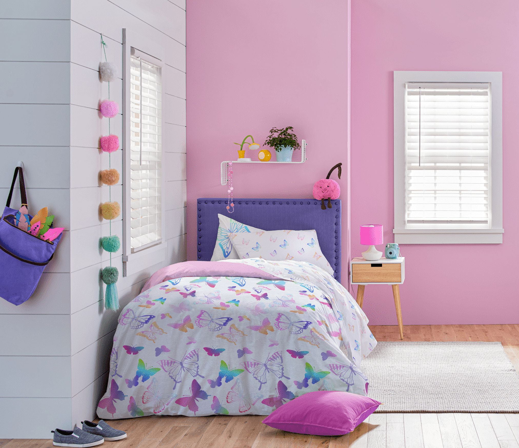 Queen White Organic Cotton Butterfly Sheet Set