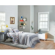 Saturday Park Reversible Navy Cotton Quilt, Full/Queen Size - Hand-Stitched & Machine Washable