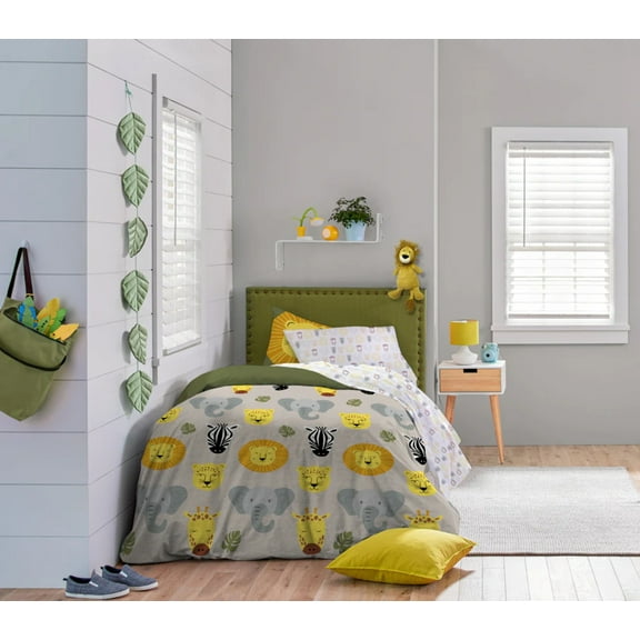 Saturday Park Safari Friends 100% Kids' Organic Cotton Bed Set Queen Multi-color Duvet Set